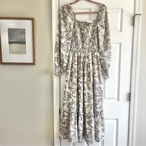 NEW White and Black Floral Print Women's Dress Medium